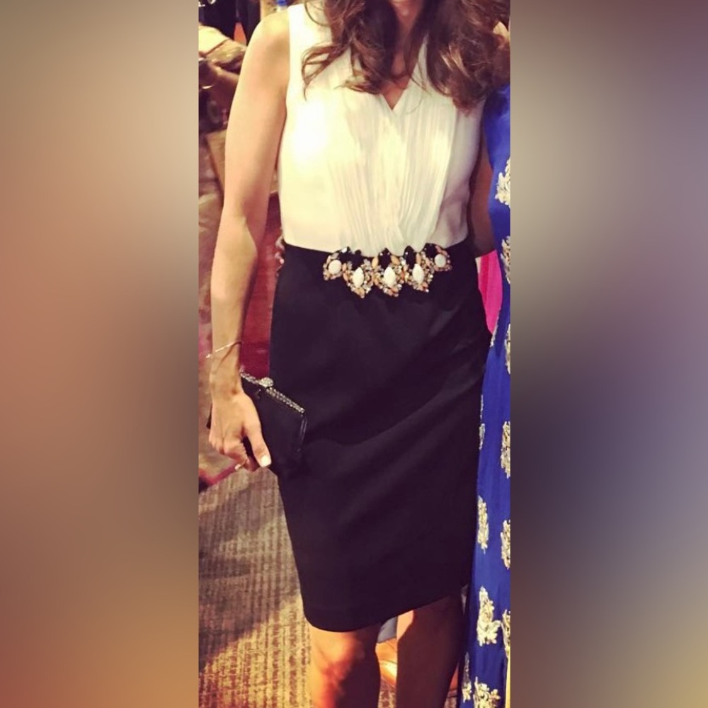 Cynthia Steffe size 4 black and white dress with embellishments